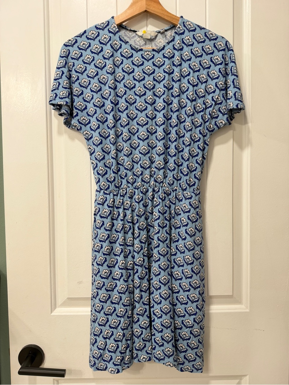 Boden Light Blue Printed Short Sleeve Dress